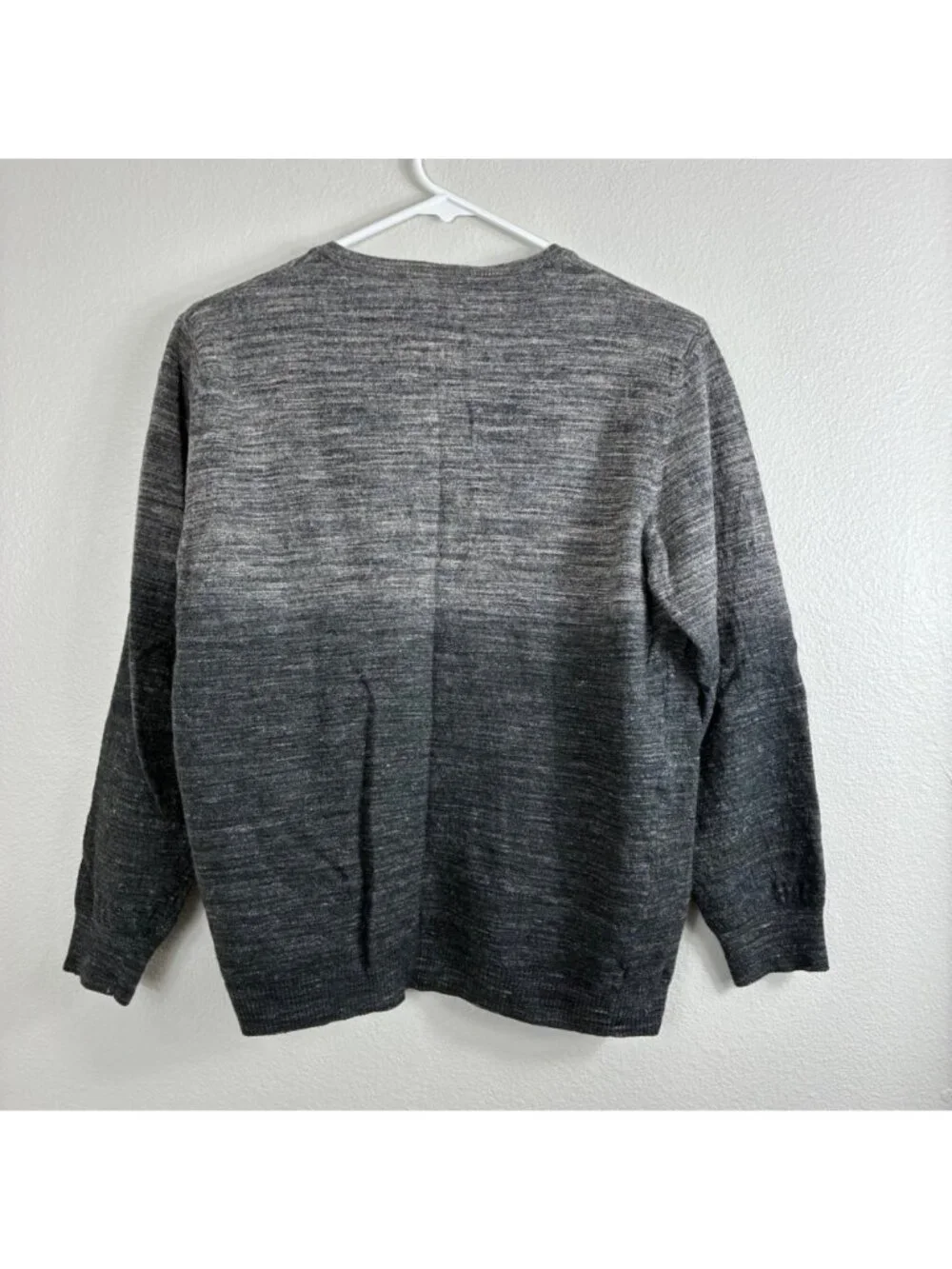 BUGATCHI Mens Made in Italy Grey Ombre Merino Wool Linen Blend Sweater XL